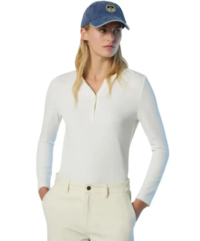 North Sails - Γυναικείο Πουλόβερ Ribbed jersey Henley top 093581-000-012A Λευκό