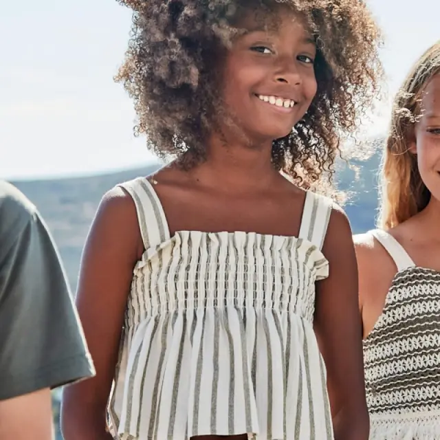 Junior 10 έως 18 ετών Μπλούζα τιράντες ρίγες πράσινο - 18Ε