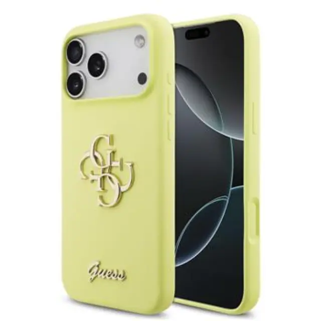 Guess Liquid Silicone 4G Metal Logo Case for iPhone 17 Pro Max Yellow