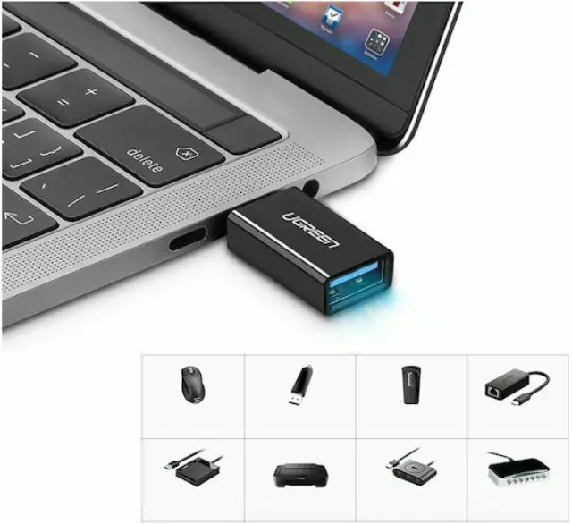 UGREEN US173 20808 Αντάπτορας USB-C Male σε USB-A Female 3.0 με OTG + Μεταφορά Δεδομένων 5Gbps – Μαύρος 3