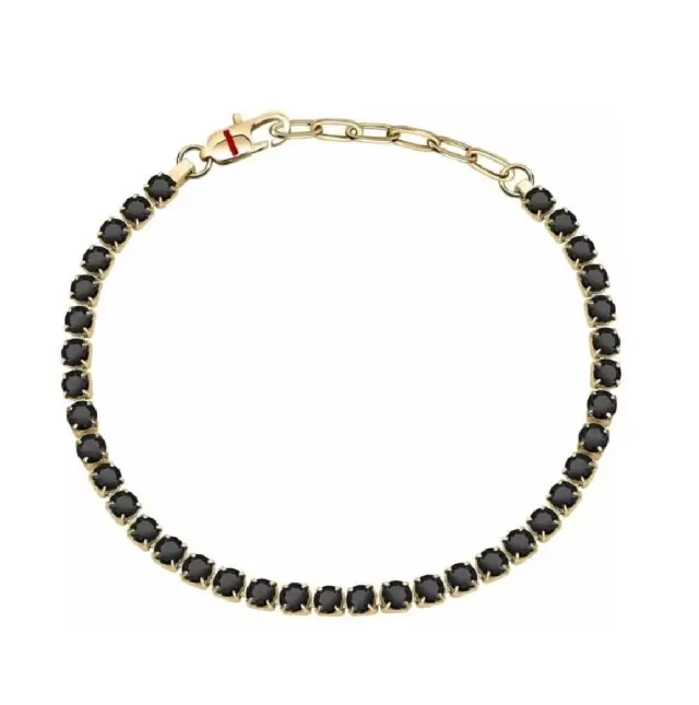 Sector Tennis Men's Gold Stainless Steel & Black Zirconia Bracelet SANN44