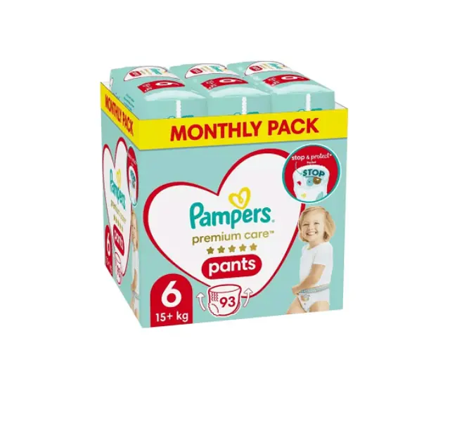 Pampers Premium Care Pants Monthly Πάνες Βρακάκι No. 6 για 15+kg, 93τμχ