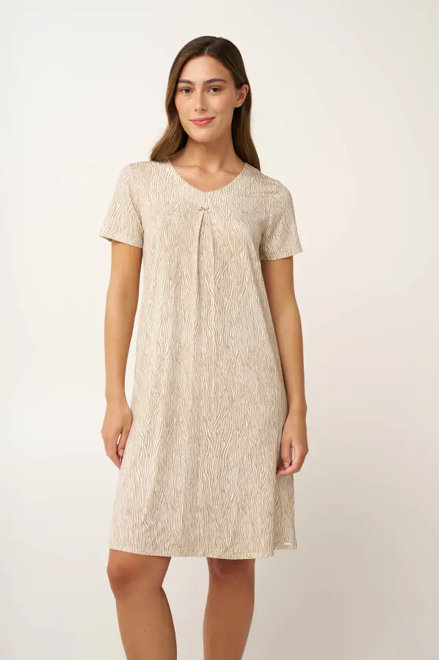 Καλοκαιρινό Νυχτικό Micromodal με Πιέτα Vamp 24018 BEIGE TAUPE
