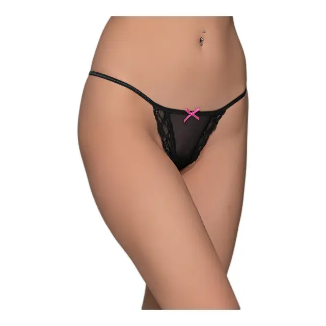 Milena Γυναικείo Micro G-String Τούλι & Δαντέλα, Χρώμα Μαύρο - M