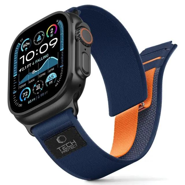 Tech-protect Nylon Elite Apple Watch 8 / 9 / 10 / 11 / 12 / Se / Ultra (44 / 45 / 46 / 49 Mm) Navy/orange