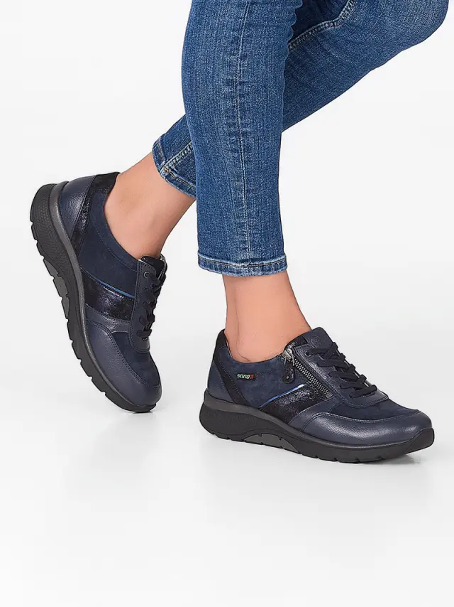 Mephisto/Sano Sneakers Γυναικείο δέρμα/δέρμα Nubuck Μπλέ SAN/IZAE NAVY 2