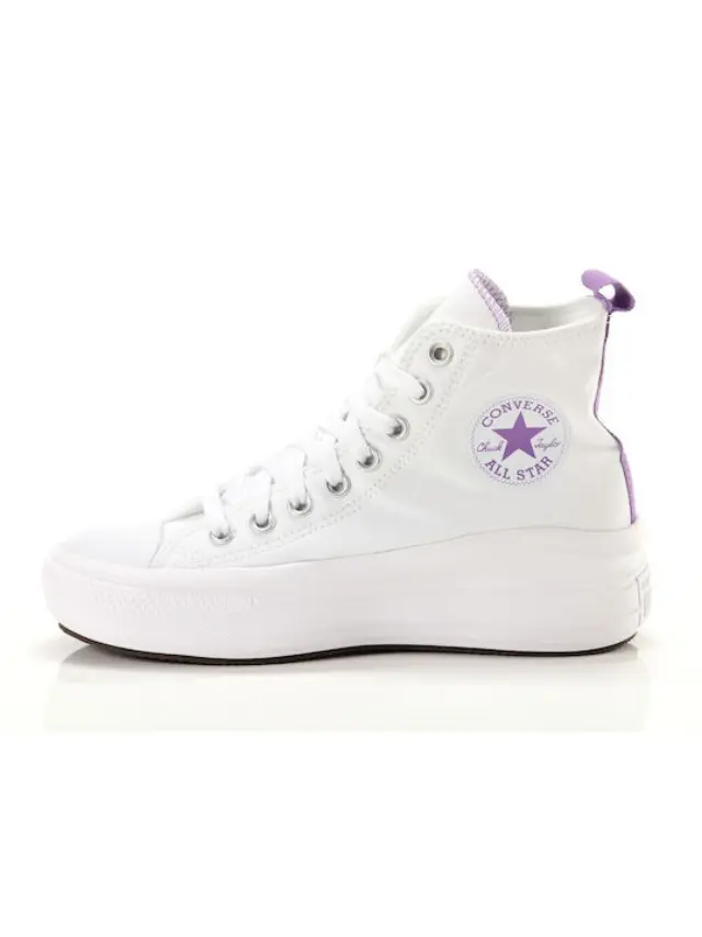 Converse Girl's Chuck Taylor All Star Move Platform HI Canvas Άσπρο - Μωβ A03667C (Converse)