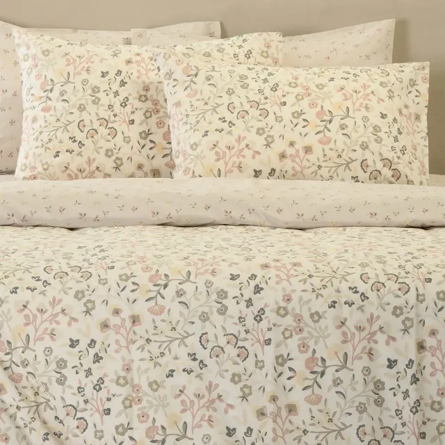 Σετ Σεντόνια 260x270 King Size Ultra Line Melinen Augusta Ecru-Beige 100% βαμβακερόΧωρίς Λάστιχο 2