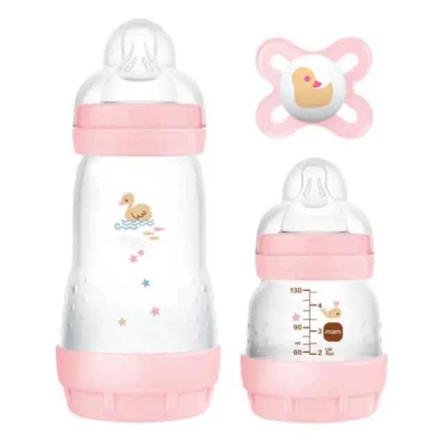 Mam Starter Set Easy Start Anti-colic 0+ Μηνών Πλαστικά Μπιμπερό Κατά Κολικών Θηλή Σιλικόνης 260ml &130ml & Πιπίλα Start