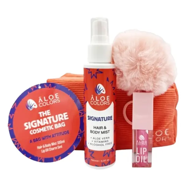 Aloe Colors Promo The Signature Cosmetic Bag Mist Μαλλιών & Σώματος 100ml & Έλαιο Χειλιών Charm 5ml & Νεσεσέρ 1σετ