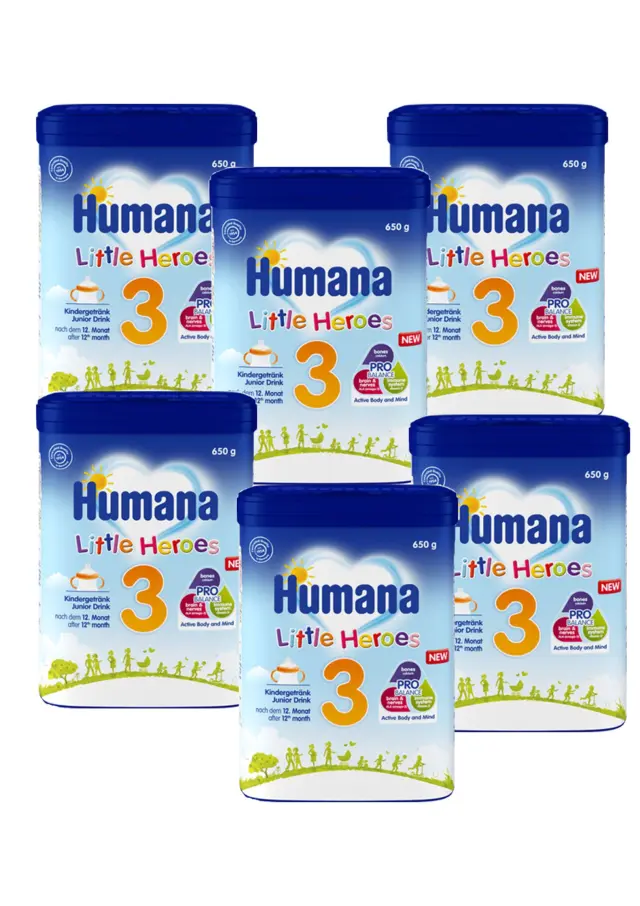 Humana 3 γάλα Μετά το 12ο Μήνα έως + την Νηπιακή Ηλικία, Ρόφημα Γάλακτος σε Σκόνη, 650gr ( NEO – MY PACK) MONTHLY x6 2