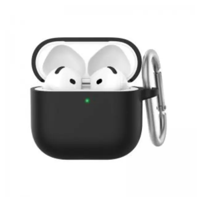 Θήκη Σιλικόνης AhaStyle WG163 Apple AirPods 4 Premium με Γάντζο Μαύρο N66880 2