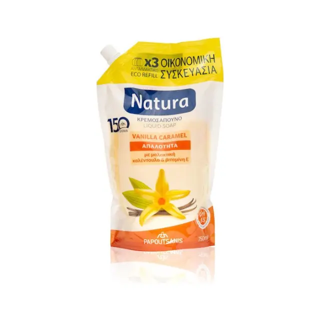 Papoutsanis Natura Vanilla Caramel Refill Κρεμοσάπουνο 750ml