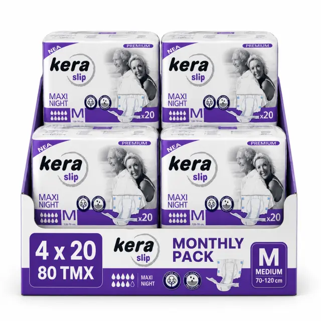 Πανες ακρατειας Kera Slip Medium Maxi Night ΝΥΧΤΟΣ Monthly Pack (4×20) 80 τεμαχιων