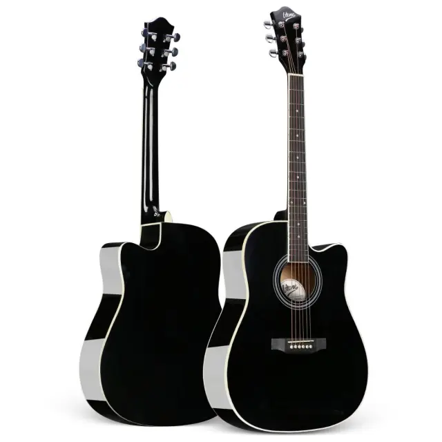 V-TONE AG TWO BK acoustic guitar 4/4 black to learn for beginners picks strap spare strings cover chords adjustment key set 2