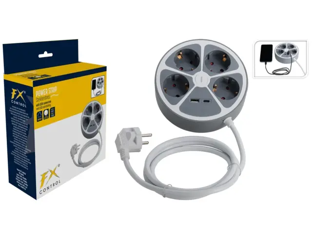 Πολύπριζο - 4x Schuko, 1xUSB-A, 1xUSB-C - Με Διακόπτη On/Off - Καλώδιο 1.5m - Γκρι KT1000250 3