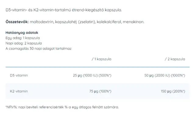 Nutriversum D3 + K2 Vitamin 2