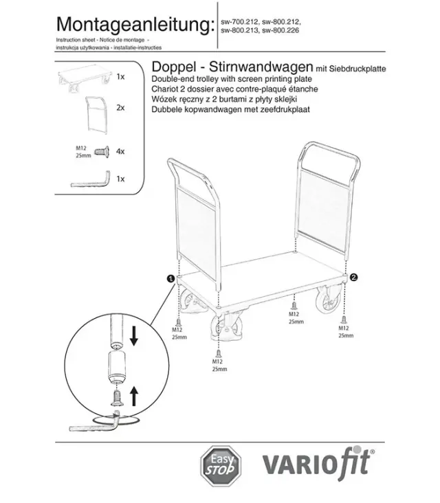 Variofit sw-800.213 Τρόλεϊ Μεταφοράς 2 Πλευρών Αντιολισθητικό για Φορτίο Βάρους ως 1000kg 2