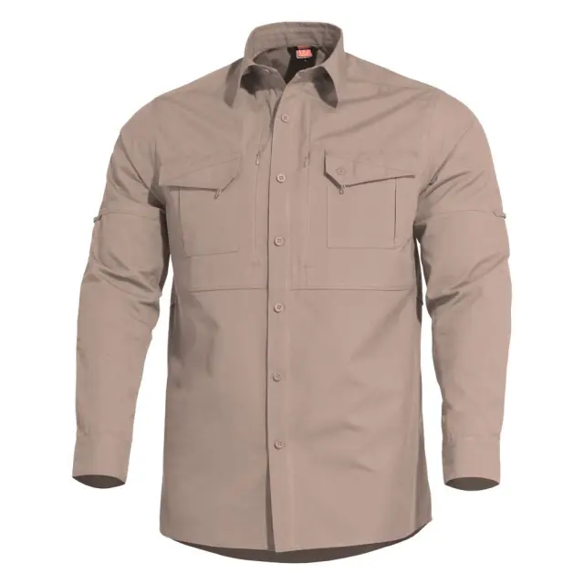 Pentagon Plato Shirt-Πουκάμισο Μακρυμάνικο για Τακτική και Υπηρεσιακή Χρήση - 04-Μπεζ-Khaki
