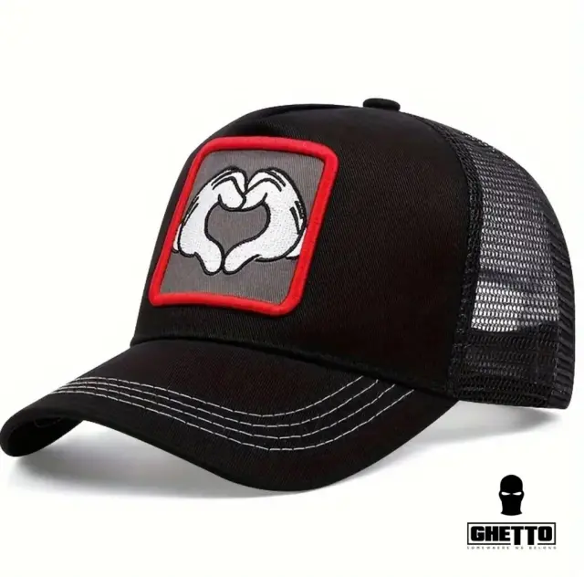 Ghetto Black Cap Cartoon Hand Heart Shape