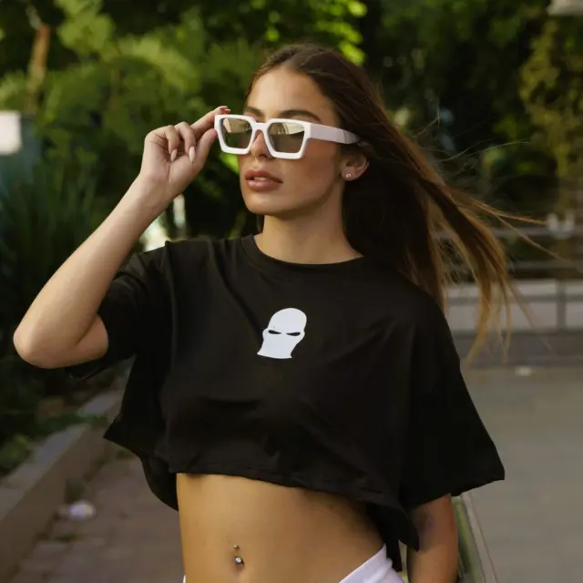 Ghetto Square Luxury Retro Sunglasses White Frame Unisex 2