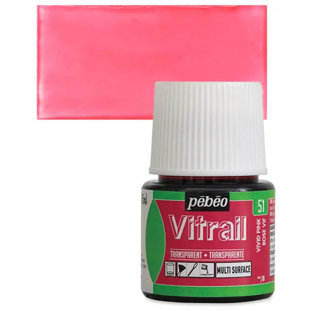 Pebeo Vitrail Διάφανο Σμάλτο - 51 Vivid Pink - 45ml
