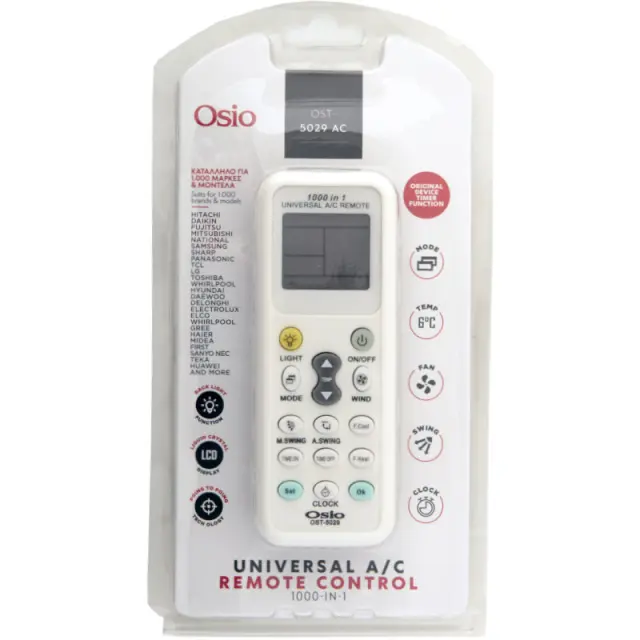 Τηλεχειριστήριο Για Air Condition Universal OSIO OST-5029-AC 2