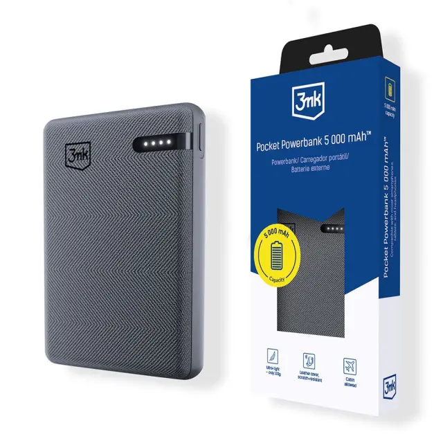 3MK® Pocket Powerbank 5000mAh 12W με Θύρα USB-C- Black