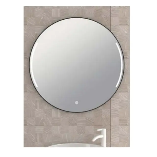 Compass Στρογγυλός Καθρέπτης Μπάνιου Led 60cm Μαύρος 2