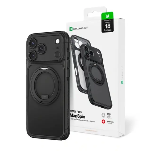 Amazingthing Θήκη Κινητού iPhone 18 Pro Max Titan Pro Spin Lens MagSafe Black