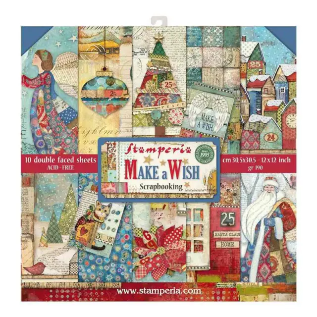Σετ 10 Χαρτιά Scrapbooking Stamperia Διπλής Όψης - Make a Wish - 30x30cm
