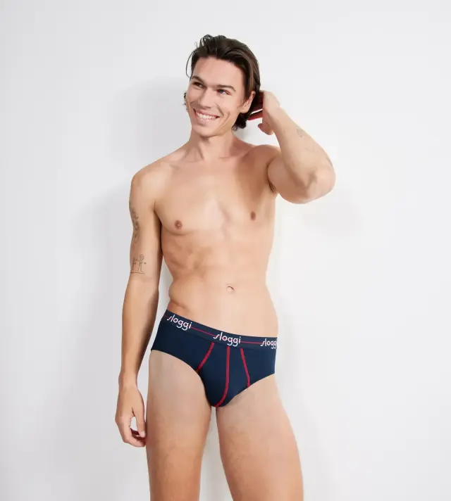 Sloggi Men Start Midi Σλιπ Ανδρικά Συνδυασμός Κόκκινο/Μπλε 2-Pack