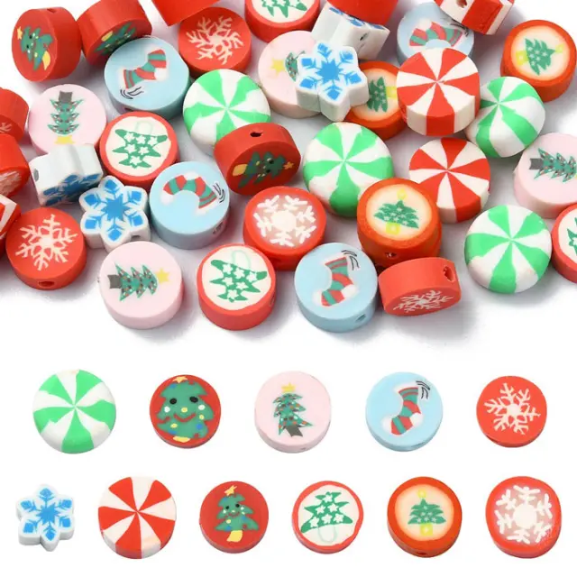 Χάντρα Πολυμερικού Πηλού Mix Christmas Ø10mm - 50τεμ