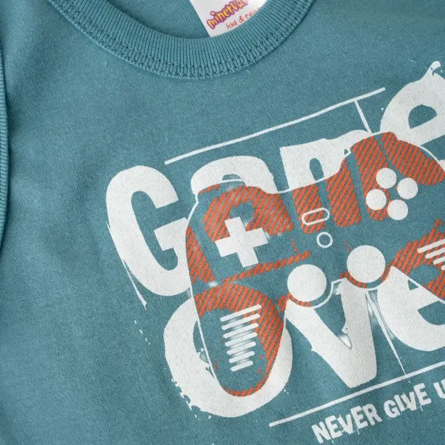 Minerva Παιδικό Φανελάκι Αγόρι Αμάνικο Game Over, Χρώμα Blue Green 2