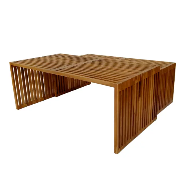 Τραπέζι Tinnie pakoworld σετ 2τεμ teak ξύλο σε φυσική απόχρωση 2