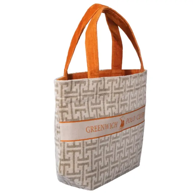 Τσάντα Θαλάσσης 55x40 Greenwich Polo Club Essential 5228 Taupe-Orange 100% βαμβακερό 2