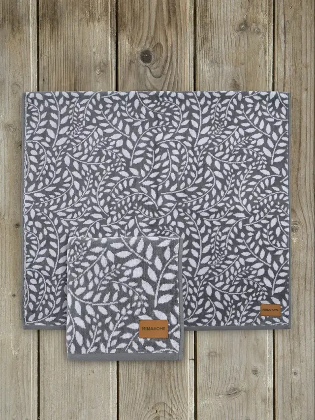 Πετσέτες Σετ 2 Τεμ 50x90-70x140 480gsm Nima Ivy Gray 100% βαμβακερό