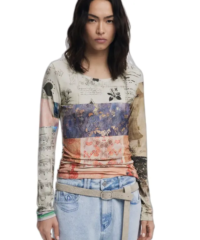 Desigual - Γυναικεία Μπλούζα Limbani Regular Fit 25WWTK33-9019 Μπεζ - XS