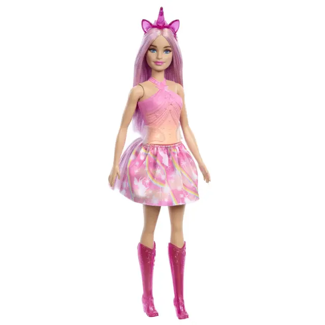 Barbie Princess Unicorn Κούκλα με Πορτοκαλί-Ροζ Φόρεμα Mattel (HRR13)