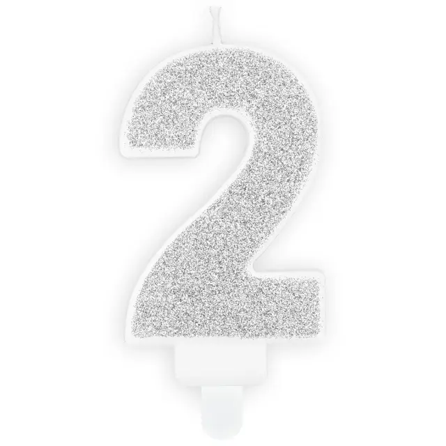 PartyDeco Κερί Γενεθλίων Νο. 2 - Ασημί 2