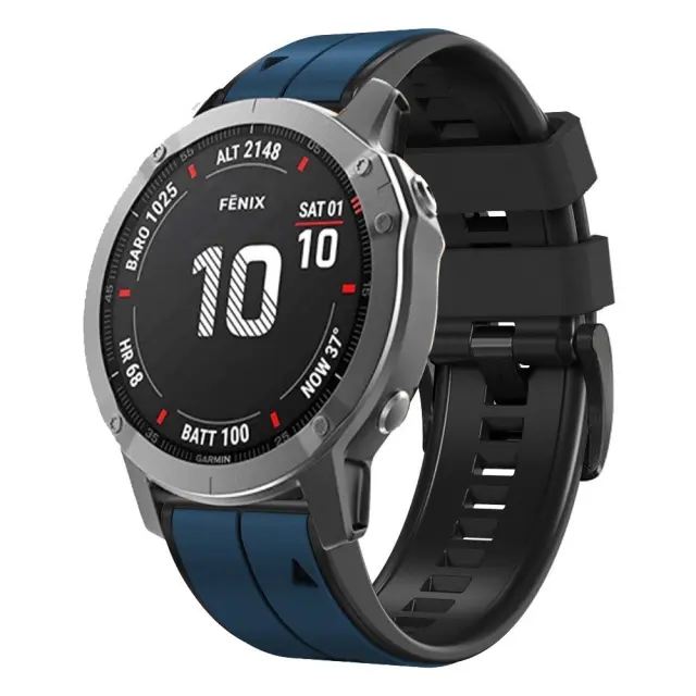 Dual Color Λουράκι για Garmin Fenix 5/6/6 Pro/7/8/9 (47mm)-Dark Blue/Black OEM