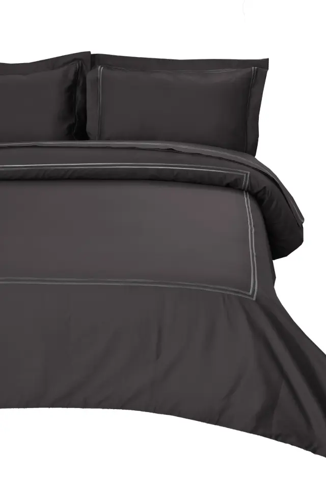 Σετ Παπλωματοθήκη 220x240 Υπέρδιπλη Anna Riska Classico 4 Anthracite 100% Βαμβακοσατέν