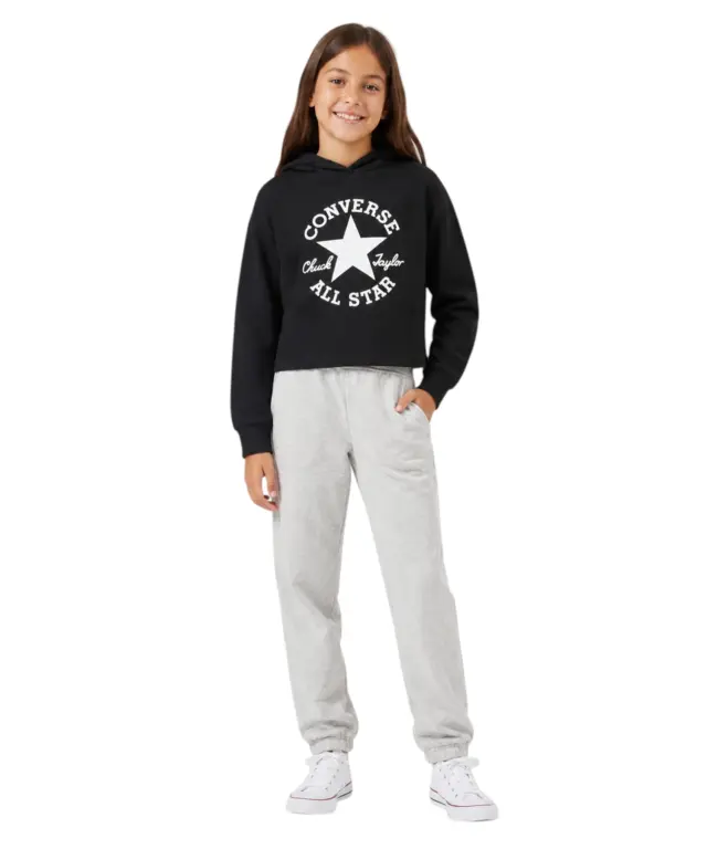 Converse - Παιδική Μπλούζα Φούτερ με Κουκούλα 4CH525-023 Μαύρο - 8 ετών