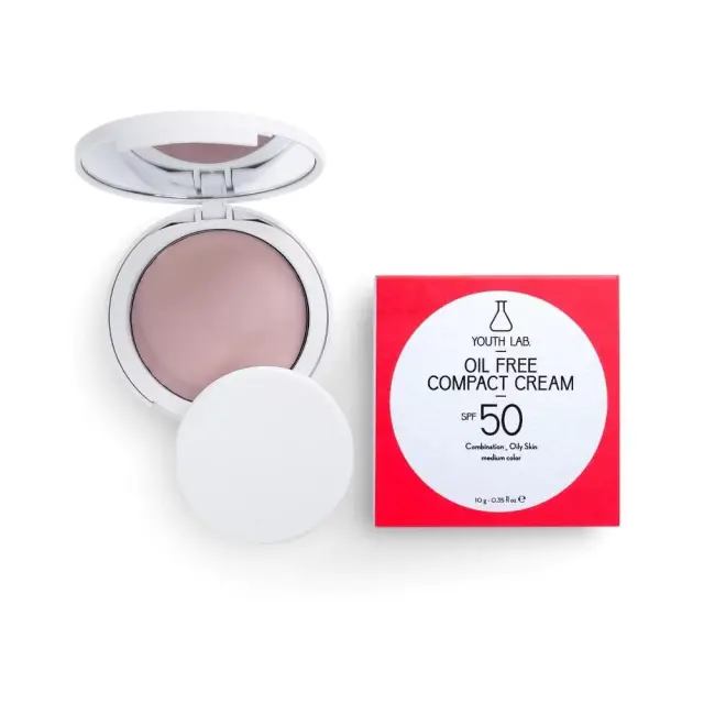 Youth Lab Oil Free Compact Cream Combination-Oily Skin Medium Color, Αντηλιακή Κρέμα Προσώπου με Μεσαία Κάλυψη SPF50, 10gr