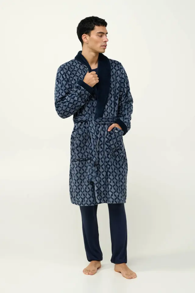 Ανδρική Χειμερινή Ρόμπα Fleece Vamp 23781 BLUE 3