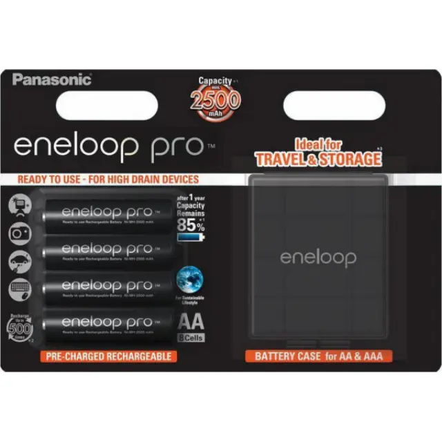 Μπαταρία Επαναφορτιζόμενη Panasonic eneloop pro BK-3HCDEC4BE 2500 mAh size AA Ni-MH 1.2V Τεμ. 4 με κουτί αποθήκευσης