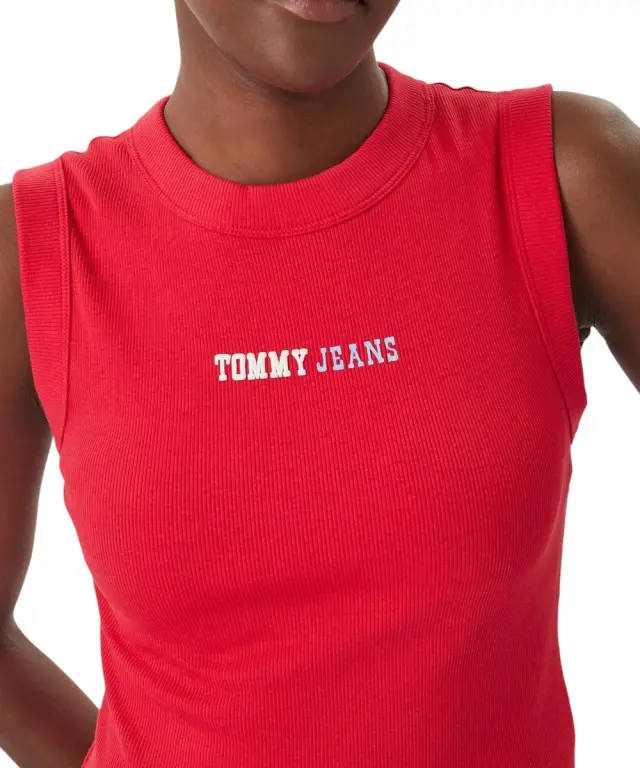 Tommy Hilfiger - Γυναικείο T-shirt Αμάνικο Essential Logo Rib Tank Slim Fit DW0DW22577-XK3 Κόκκινο - L 3