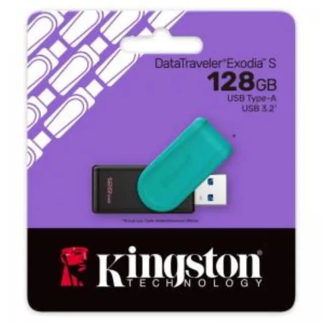 Kingston Technology DataTraveler 128GB Portable USB 3.2 Gen 1 Exodia S (Black-Turquoise) 3