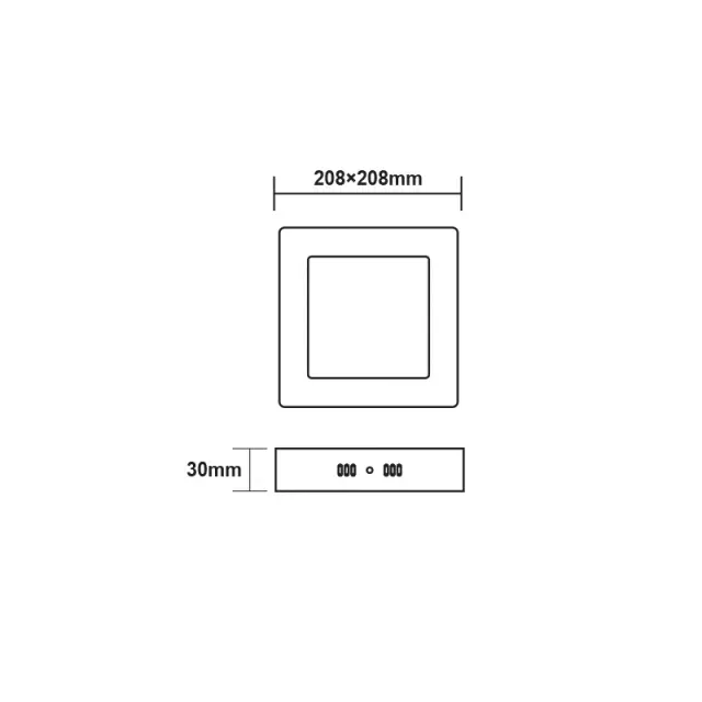 LED SLIM PANEL WHITE SQUARE CEIL.18W 3000K 1650LM 208mm 230V AC Ra80 / ARCA1830SW 2