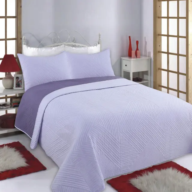 ΚΟΥΒΕΡΛΙ σετ (220cm x 240cm + 2 x 50cm x 70cm) LINES lila/purple - -